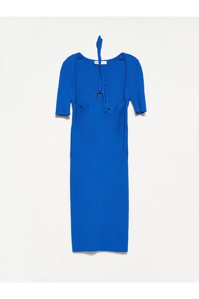 Dilvin 90130 Metal Lace Front Knitwear Dress-saks