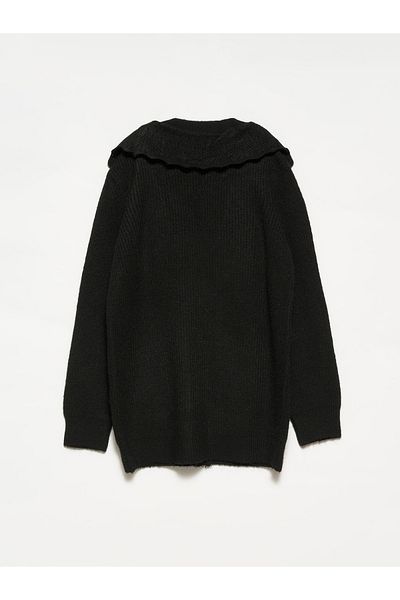 Dilvin 60169 Tricot cu buzunare cu decolteu în V Cardigan-negru