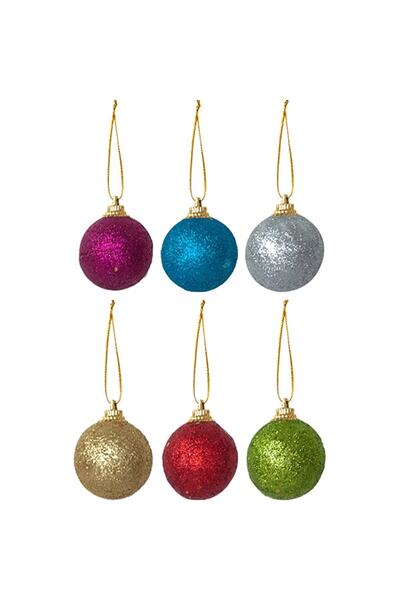 DÜVENCİ TİCARET Pachet de 6 bile colorate pentru ornamente pentru copac de 4 cm