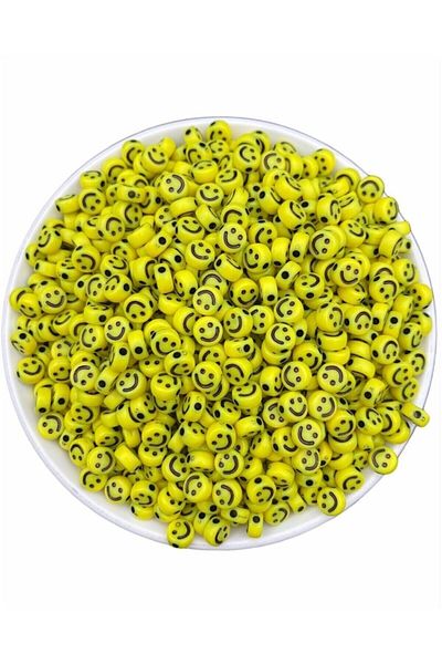 Hedef Bijuteri 25gr Yellow 4x7mm Flat Smile - Plastic Smiling Surat (~200 Pieces)