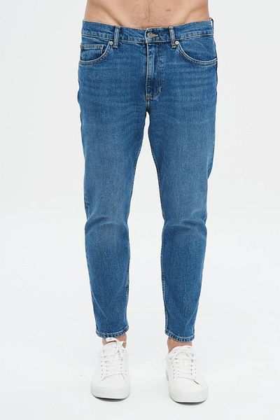 CROSS JEANS Finn Medium Blue Regular Tapered Zippered Jean Trousers E 4407-007