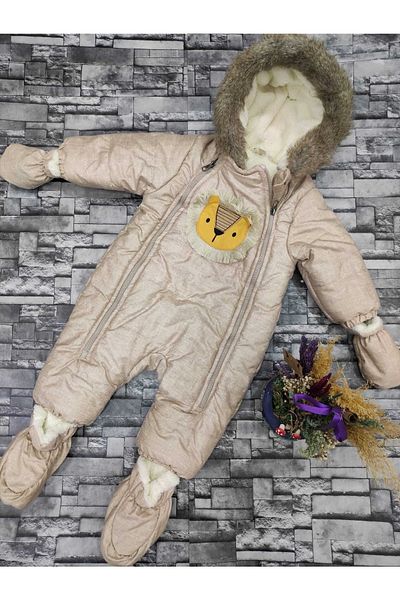 Midimod Gold 9-24 Months Unisex Lion Double Zipper Thick Inside Fleece Cosmonaut Winter Astronaut