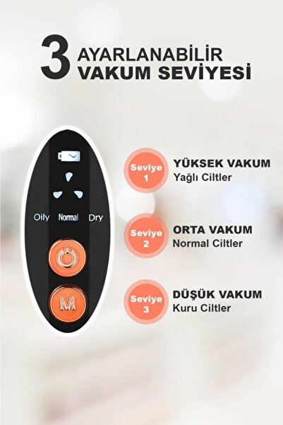 DEMPOWER Dijital Göstergeli 6 Başlıklı Cilt Temizleme Vakum Aleti Turuncu Beyaz Detaylı