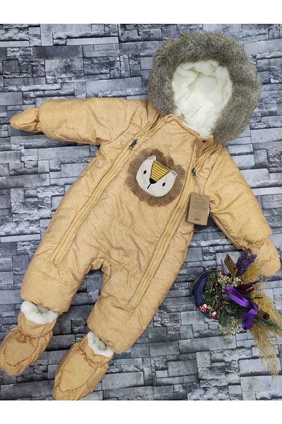 Midimod Gold 9-24 Months Unisex Lion Double Zipper Thick Inside Fleece Cosmonaut Winter Astronaut