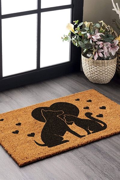 Decovetro Doormat Love - Cat And Dog Patterned Door Mat