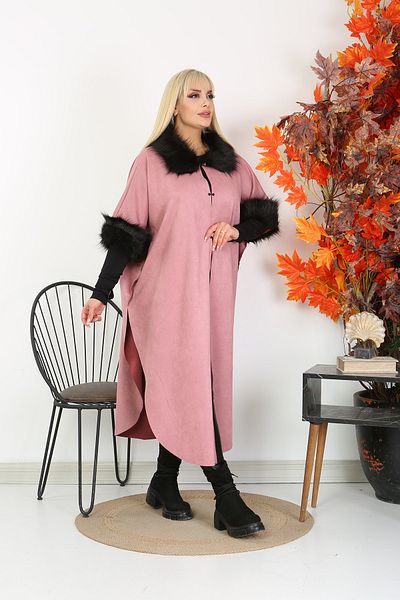 XL Modam Γυναικείο Dusty Rose Suede Poncho Plus Size