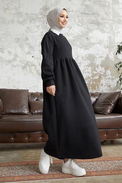 InStyle Elenor Balon Kol Tesettür Elbise - Siyah