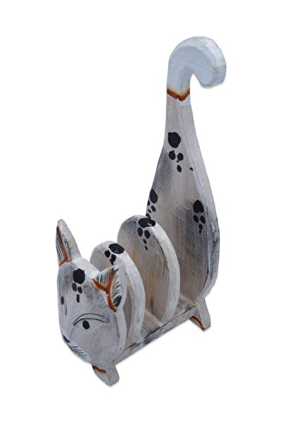 Hedicaret Kedi Peçetelik Ahşap Dekoratif El Yapımı