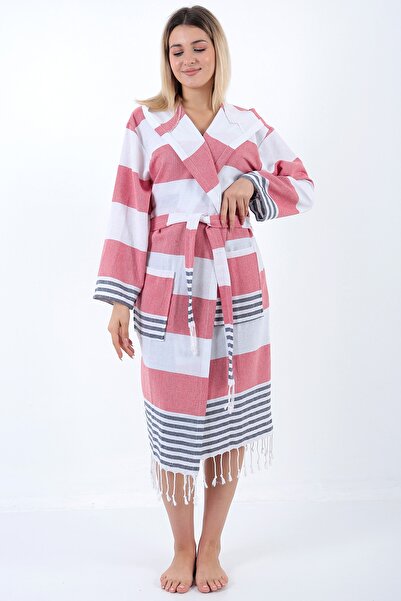 Buldan Concept Ada Peshtemal Bathrobe Red-dark blue