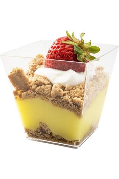 14Süs Kristal Plastik Akrilik Prizma Kübik Kase 200cc 25 Adet - Kapaksız