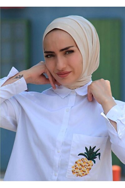 Ayselcehobi Kadın Tesettür Hazır Çıtçıtlı Hijab Eşarp Bone Şal Bej