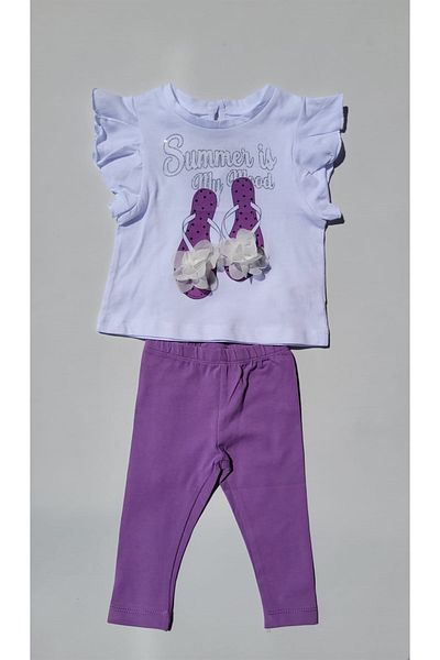 Çikoby Girl's Cotton Stoned Comfortable Fit Fancy Slippers Printed Leggings Set