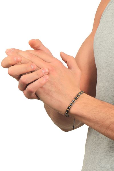 LABALABA Special Design Hematite Natural Stone Silver Gold Color Adjustable Macrame Men's Bracelet