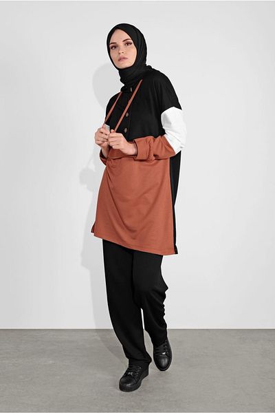 TRENDTESETTÜR Γυναικείο Σετ Φόρμας Μαύρο (BLACK-TABA) με κουμπιά 3236
