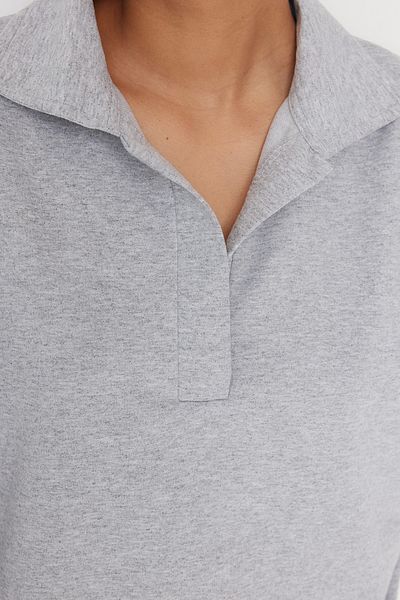 Trendyol Collection Šedá základní tenká pletená mikina Polo Neck