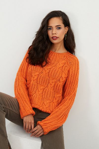 Cool & Sexy Women's Orange Curved Sweatshirt İZ1002