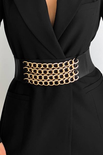 Cool & Sexy Women's Black Chain Elastic Belt BE661