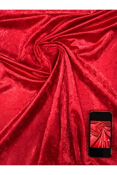 Enesar Home Shiny Velvet Red Fabric Upholstery Fabric (No Lycra & Lined)