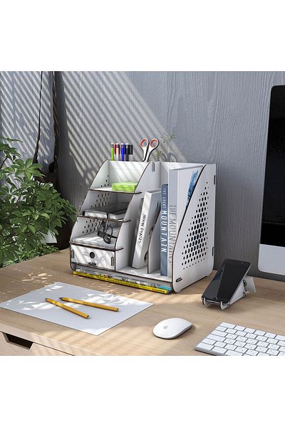 Design OTTO Focus Hexa A4 Document Rack - Desktop Organizer with Drawer