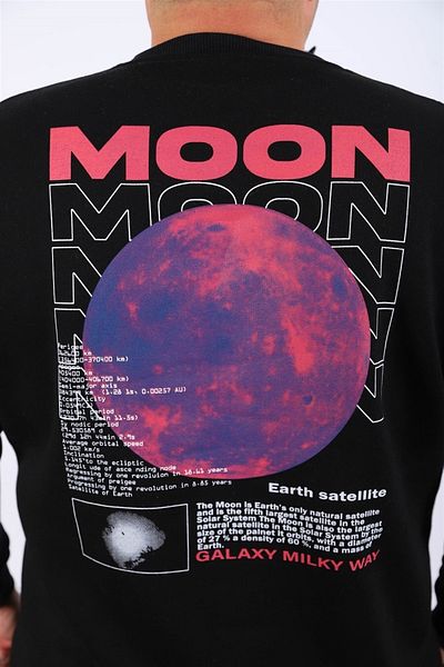 MocGrande Φούτερ με διπλό γιακά Moon 22731 Μαύρο