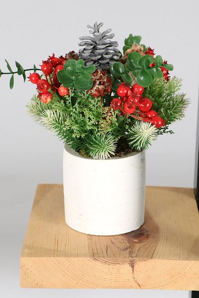 Yapay Çiçek Deposu Artificial Coquina Pomegranate Arrangement in a Concrete Pot New Year Concept 8