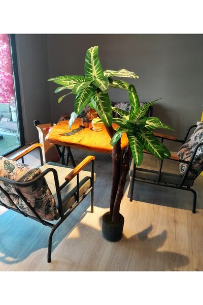 Genel Markalar Yapay Yuka Ağacı Geniş Yapraklı Çift Gövdeli 1.65 Mt Boy Islak Doku Yeşil Yucca Ağaç
