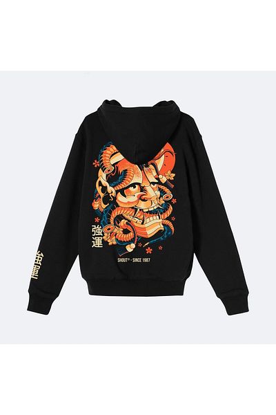 Shout Unisex φούτερ με κουκούλα Hannya και Yiyik Oldschool
