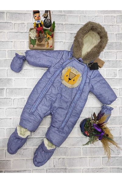 Midimod Gold 9-24 Months Unisex Lion Double Zipper Thick Inside Fleece Cosmonaut Winter Astronaut