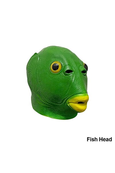 SYNOPE Komik Yeşil Baş Balık Maskesi Oyuncak Yetişkin Için Komik Kostüm Parti Lateks Cadılar Bayramı Maske