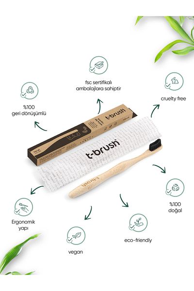 TBRUSH Dark Gray Bamboo Medium Toothbrush + Storage Container