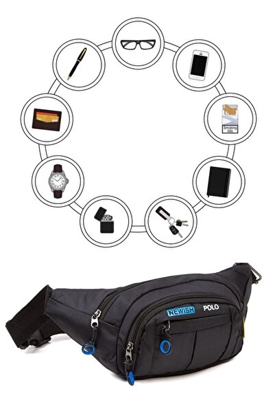 NEWISH POLO ACCESSORIES حقيبة كروس سوداء على الصدر، حقيبة كتف يومية متعددة ال...