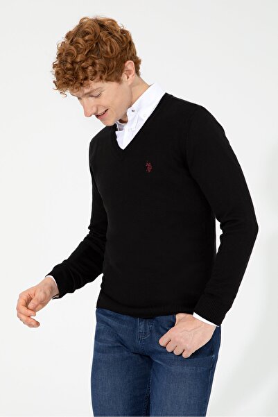 U.S. Polo Assn. Siyah Erkek Kazak