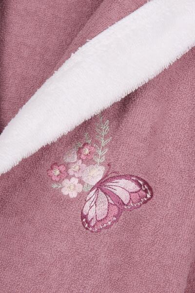 Baveno 100% Cotton Hooded Embroidered Girl's Bathrobe