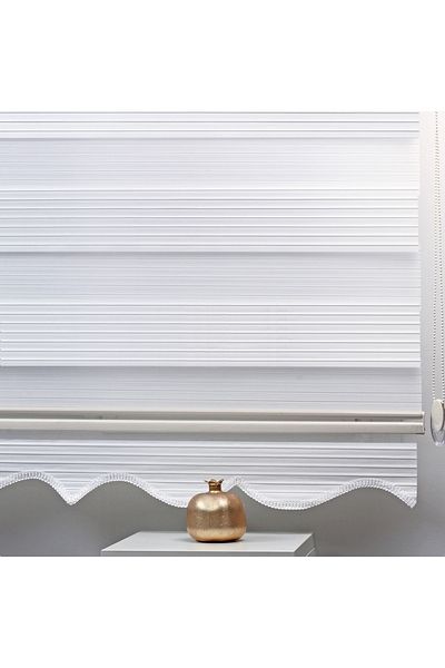 Babacan Home Design Brillux Zebra White Sectional Pleated Skirt - 230X260