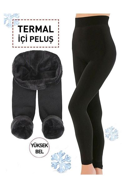 FF FİT FORM GİYİM Women's Plush Tights High Waist Winter Thermal Women's Tights