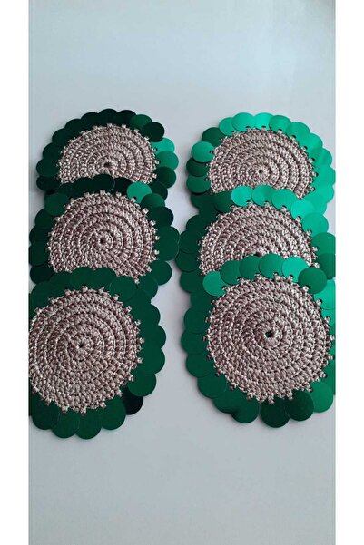 BÜŞRA El Emeği Pullu Kahve Yanı Sunum Pecete 6 Lı