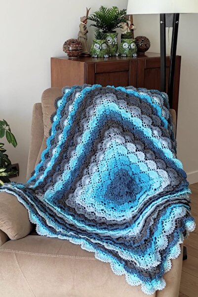nftart.design Rainbow - Hand Knitted Sofa Shawl Knee Blanket TV Blanket