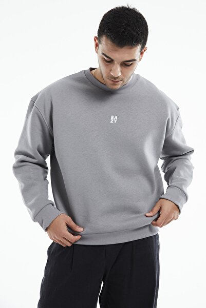 Eazy Co Hanorac gros Eazy Basic Oversize, unisex, gri, cu gâtul turn