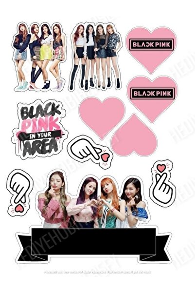 hediyehobihersey Black Pink Resimli Yenilebilir Pasta Üstü Şeker Kağıdı Baskı...
