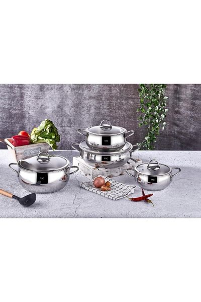 Taç Vitali Induction-Based 4-Piece 8-Piece Steel Pot Set