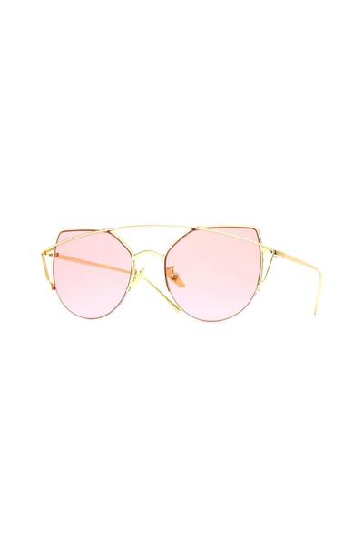 Angel Eyes Women's Sunglasses Cat Eyes Design Gold Frame Pink Glass