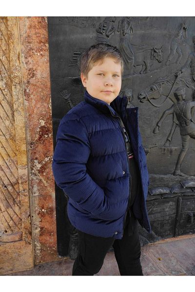 MODA ARPOL 6-15 Years Old Boy's Velvet Coat with Thick Side Pockets