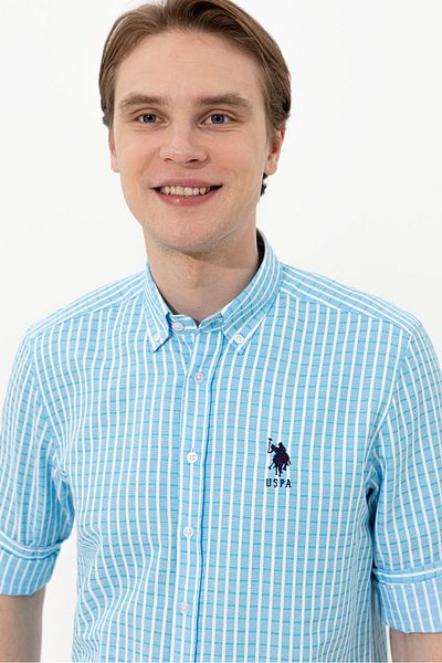 U.S. Polo Assn. Ανδρικό μπλε πουκάμισο