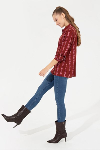U.S. Polo Assn. Shirt Collar Patterned Red Women's Shirt Sativus