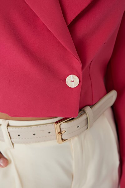 Trendyol Collection Fuchsia Crop szőtt bélelt kabát TWOAW22CE0086