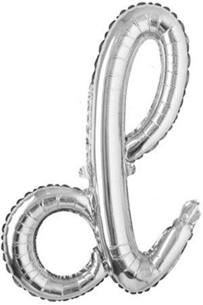 kidspartim D Letter Silver Handwriting Foil Balloon 18 Inc 45 Cm