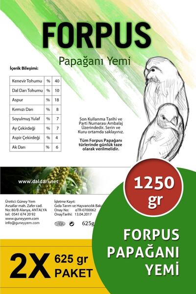 Dal Darı Net Premium Forpus Papağan Yemi 1250 Gr