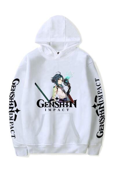 GALASHOP Genshin Impact White Unisex Hoodie Sweatshirt