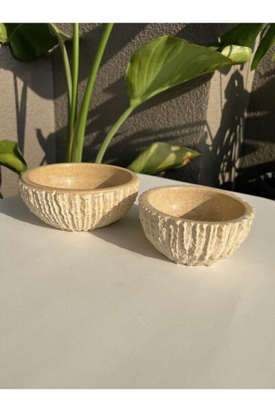 MIARIK DESIGN & DEKORASYON Dekoratif Mermer Taş Kase 2lı