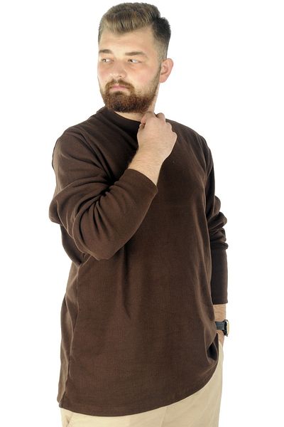 ModeXL Μακρυμάνικο πουλόβερ μισό ψαρά 22558 Καφέ